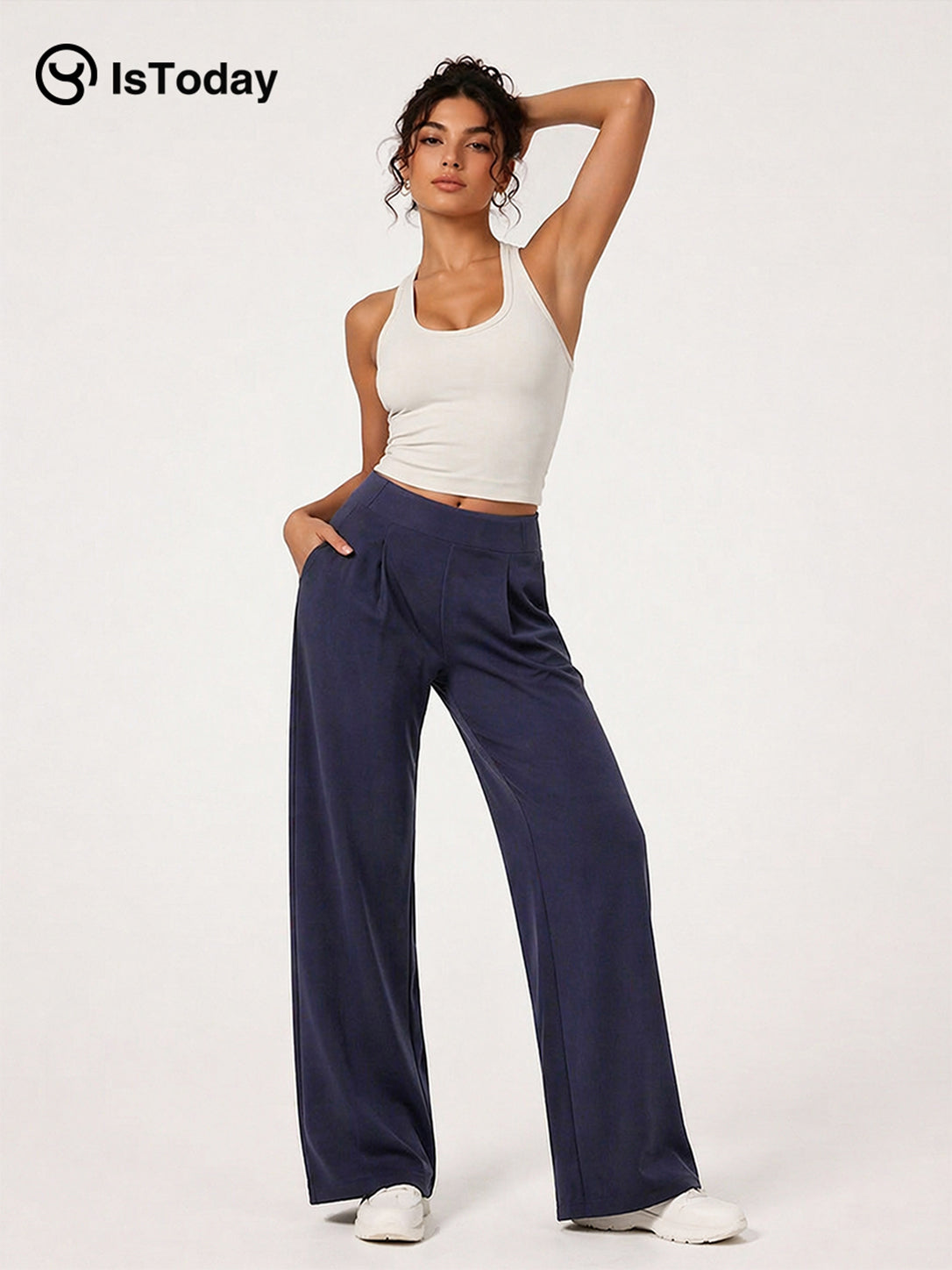 ISTODAY DAY04 Women's Straight-Leg Knit Yoga Pants