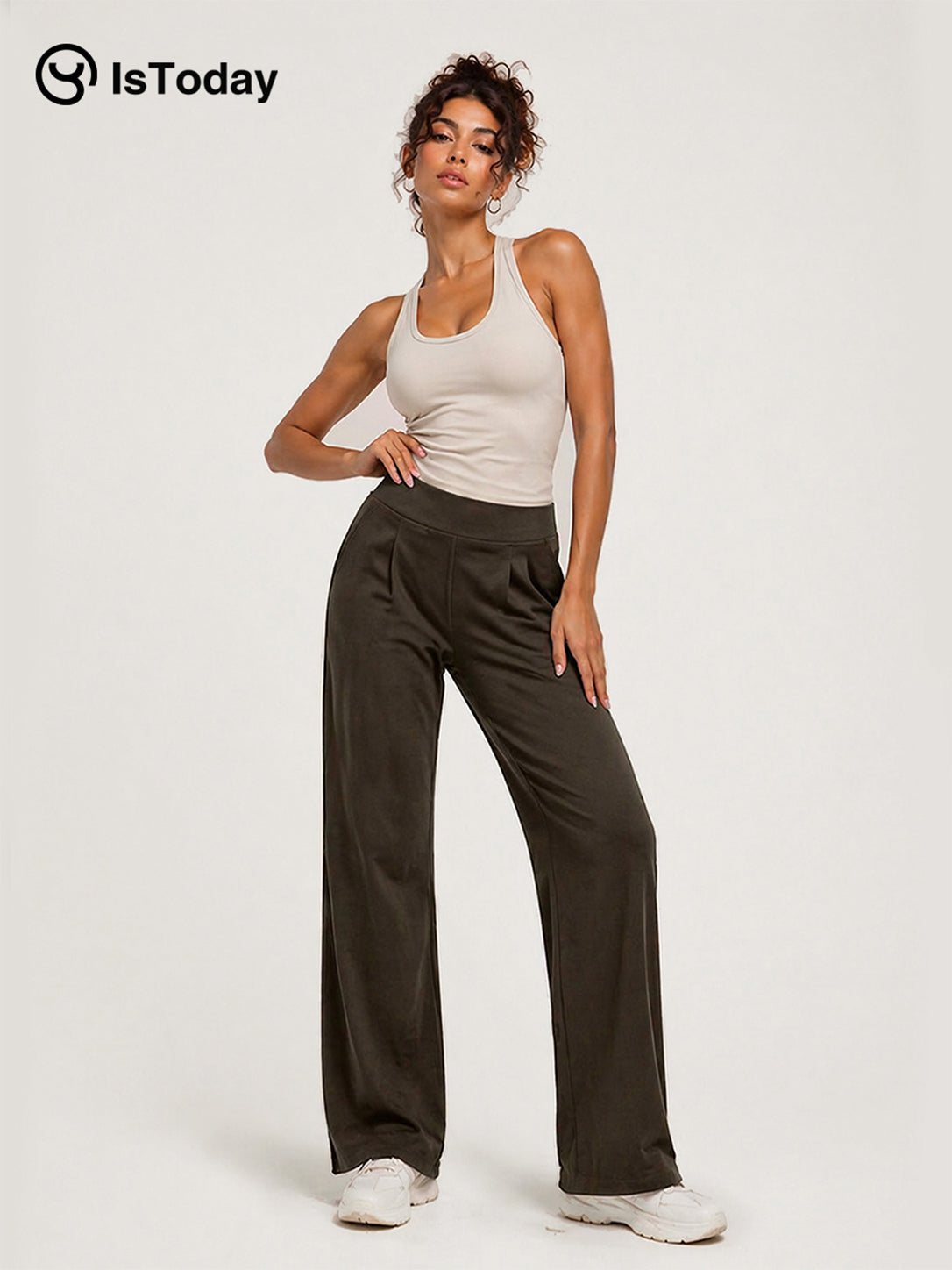 ISTODAY DAY04 Women's Straight-Leg Knit Yoga Pants
