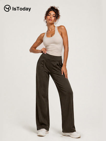 ISTODAY DAY04 Women's Straight-Leg Knit Yoga Pants