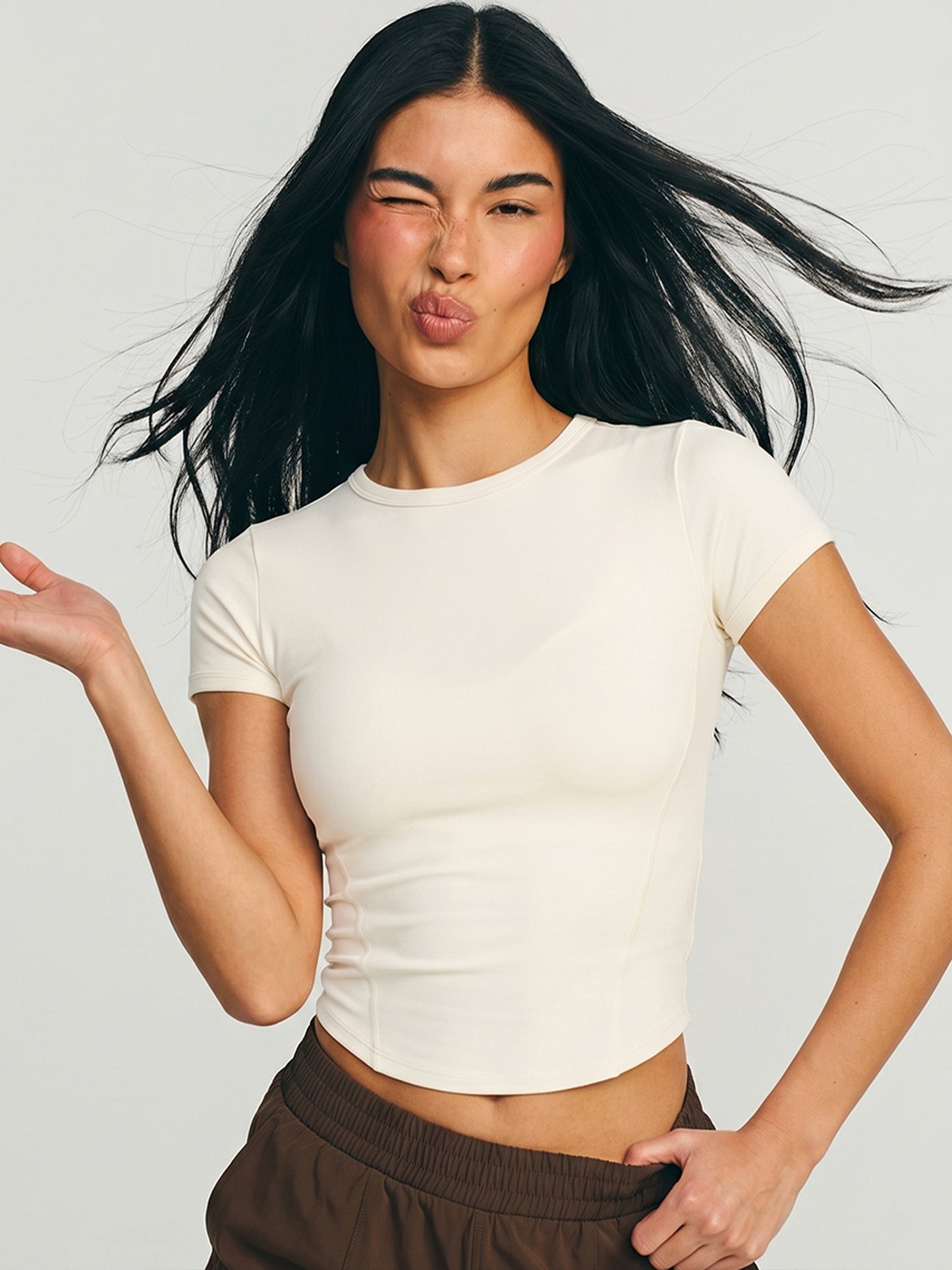 ISTODAY DAY05 Women's Fitted Cationic Short-Sleeve Top